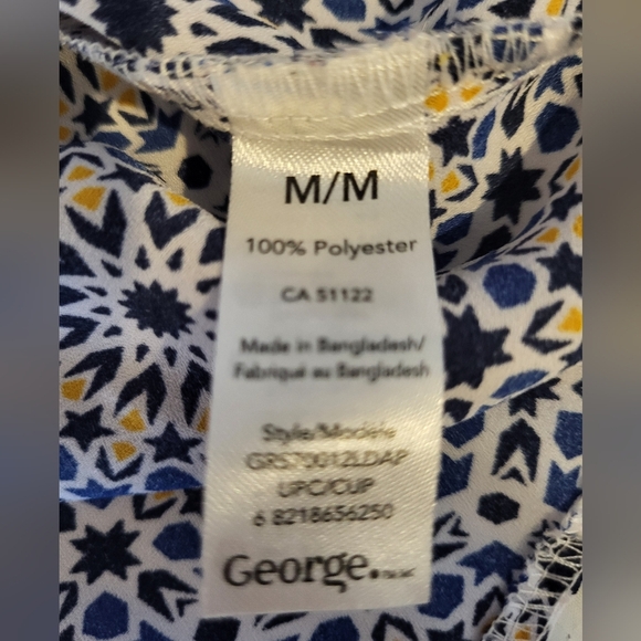 George Blue and Yellow Patterned Tank Top, Size Medium - Picture 3 of 3